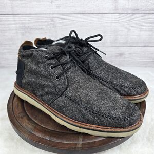 Toms Mens Navi Dark Gray Linen Lace Up Round Toe Chukka Boots Sz 10.5 M